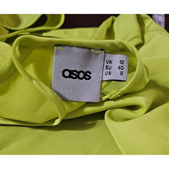 asos lime green tank spaghetti strap top flowy open back blouse size 8 - Picture 6 of 6